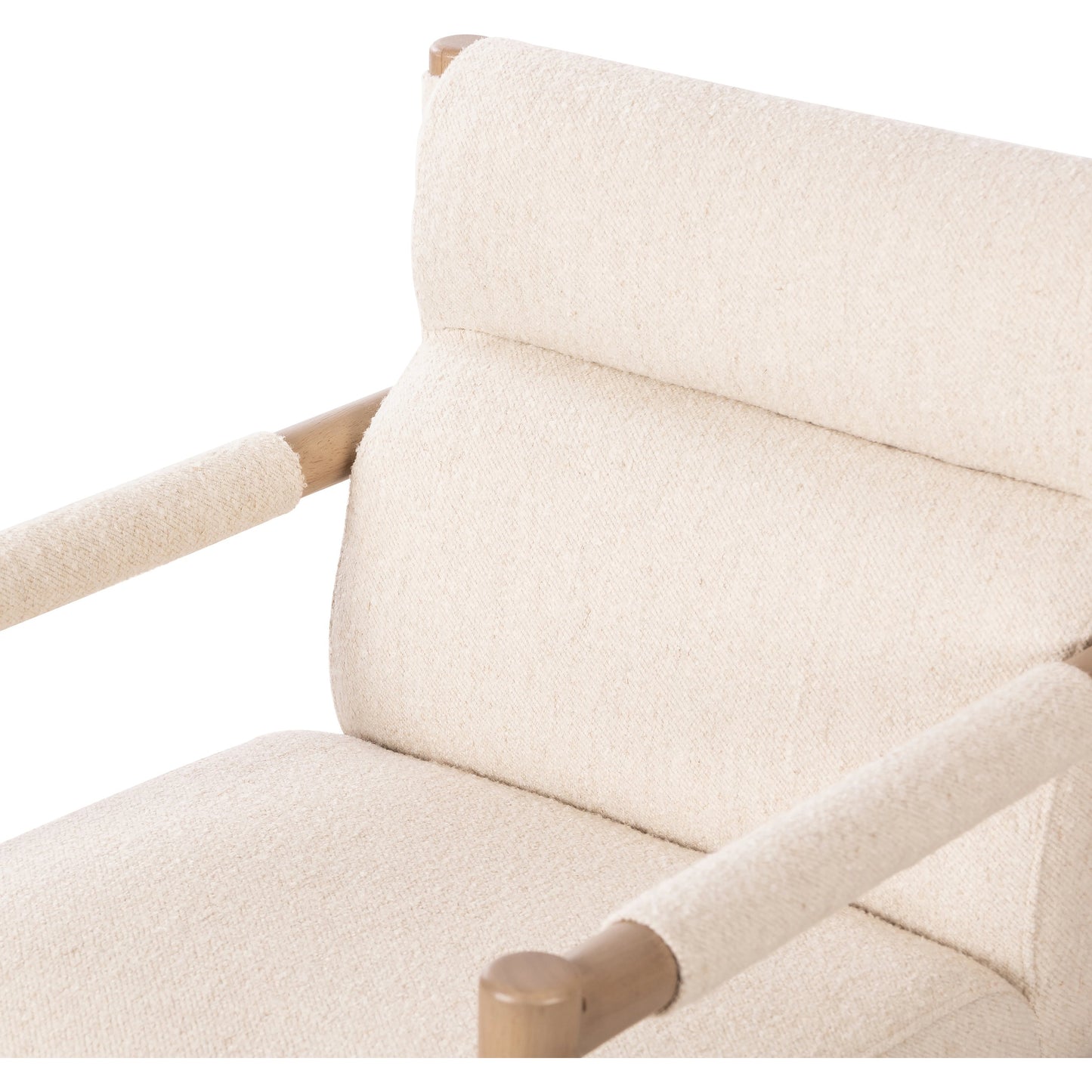 008 SI-2001533 | Additional Silo | Kiano Dining Armchair by Four Hands in charter oatmeal and washed natural parawood. Made from 69% polyester, 23% acrylic, 8% flax, linen, solid parawood, 100% polyester in a modern style.