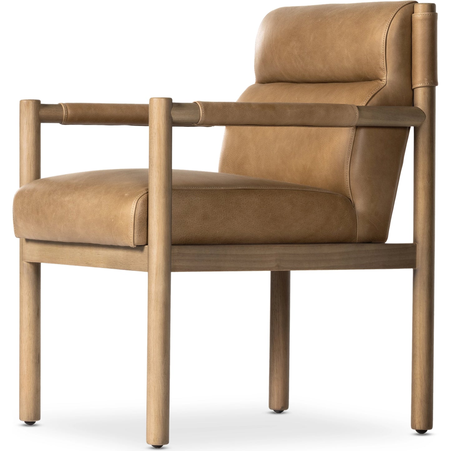 002 SI-1977446 | Additional Silo | Kiano Dining Leather Armchair by Four Hands in palermo drift, washed natural parawood. Made from top grain leather, solid parawood, 100% polyester in a modern style.