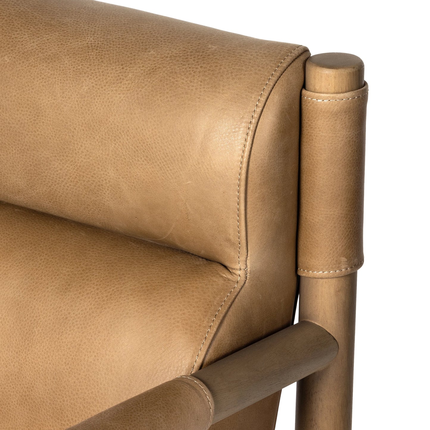 009 SI-1977446 | Additional Silo | Kiano Dining Leather Armchair by Four Hands in palermo drift, washed natural parawood. Made from top grain leather, solid parawood, 100% polyester in a modern style.