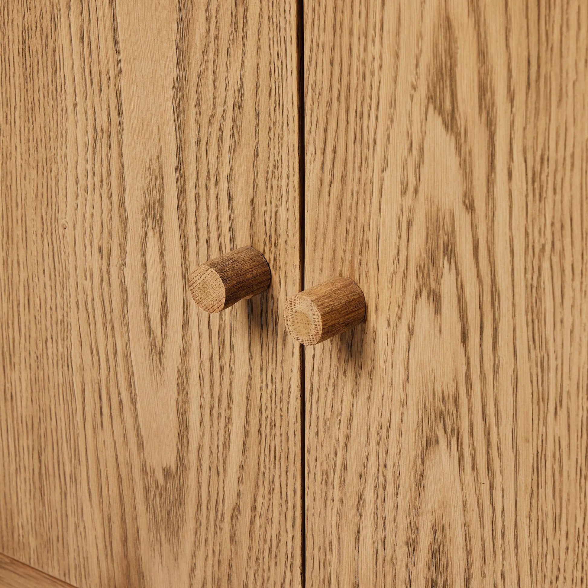 Millbrook Media Console by Four Hands in natural light oak. Made from solid oak, oak veneer in a transitional style.