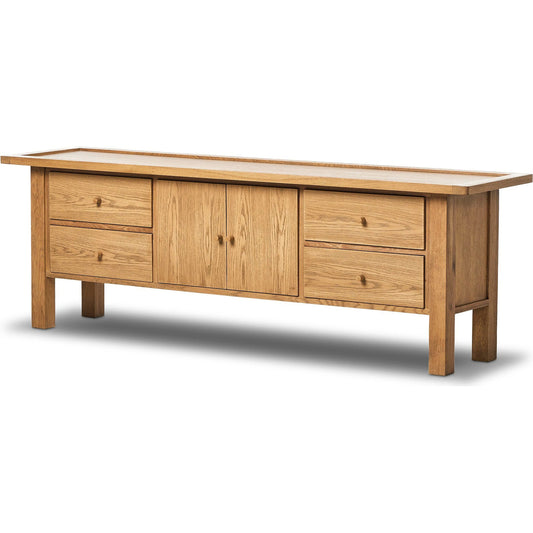 Millbrook Media Console by Four Hands in natural light oak. Made from solid oak, oak veneer in a unique style.