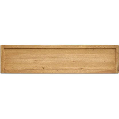 Millbrook Media Console by Four Hands in natural light oak. Made from solid oak, oak veneer in a transitional style.