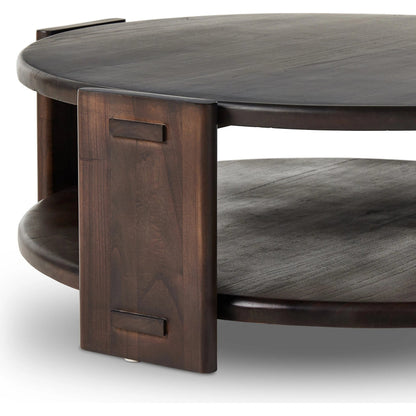 Two Tier Coffee Table by Four Hands in matte brown neem. Made from solid neem wood in a modern style.