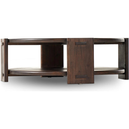Two Tier Coffee Table by Four Hands in matte brown neem. Made from solid neem wood in a modern style.