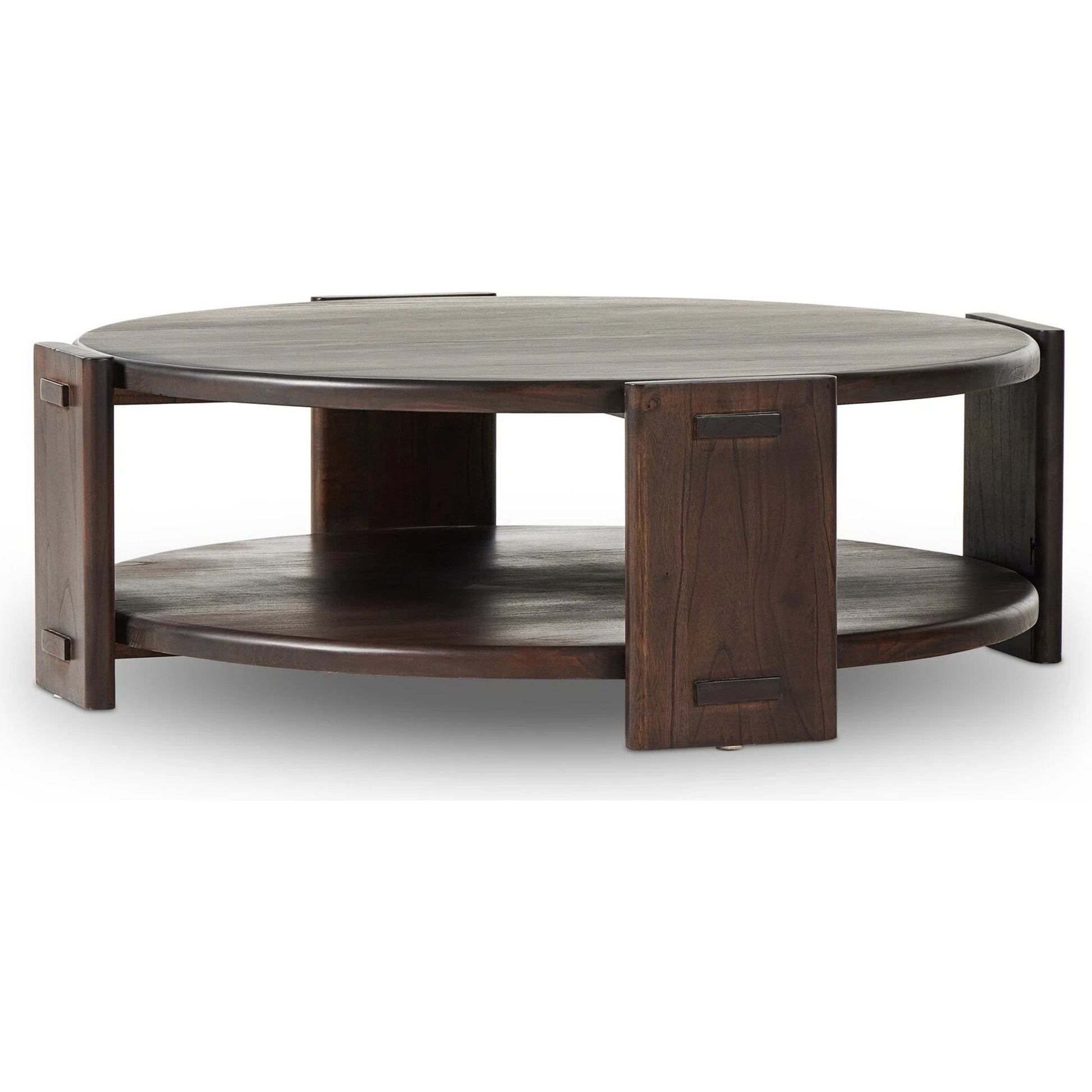 Two Tier Coffee Table by Four Hands in matte brown neem. Made from solid neem wood in a modern style.