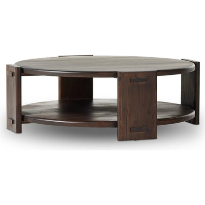 Two Tier Coffee Table by Four Hands in matte brown neem. Made from solid neem wood in a modern style.