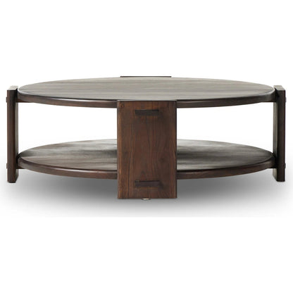 Two Tier Coffee Table by Four Hands in matte brown neem. Made from solid neem wood in a modern style.