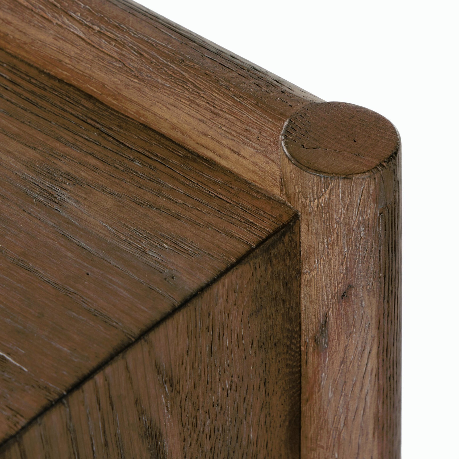 Glenview Console Table by Four Hands in weathered oak. Made from solid oak, thick oak veneer, engineered hardwood in a modern style.