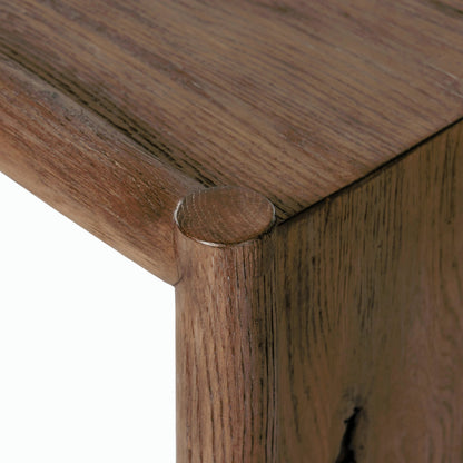 Glenview Console Table by Four Hands in weathered oak. Made from solid oak, thick oak veneer, engineered hardwood in a modern style.
