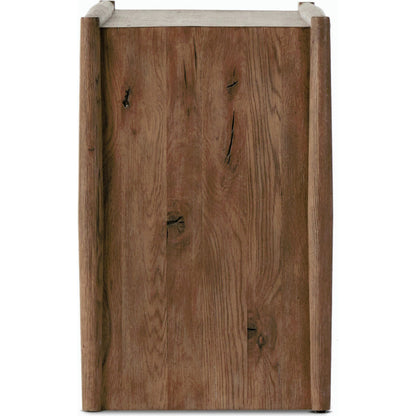 Glenview Console Table by Four Hands in weathered oak. Made from solid oak, thick oak veneer, engineered hardwood in a modern style.