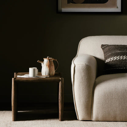 Glenview End Table by Four Hands in weathered oak. Made from solid oak, thick oak veneer, engineered hardwood in a modern style.