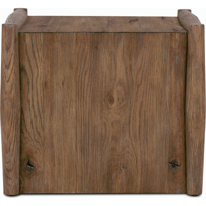 Glenview End Table by Four Hands in weathered oak. Made from solid oak, thick oak veneer, engineered hardwood in a modern style.
