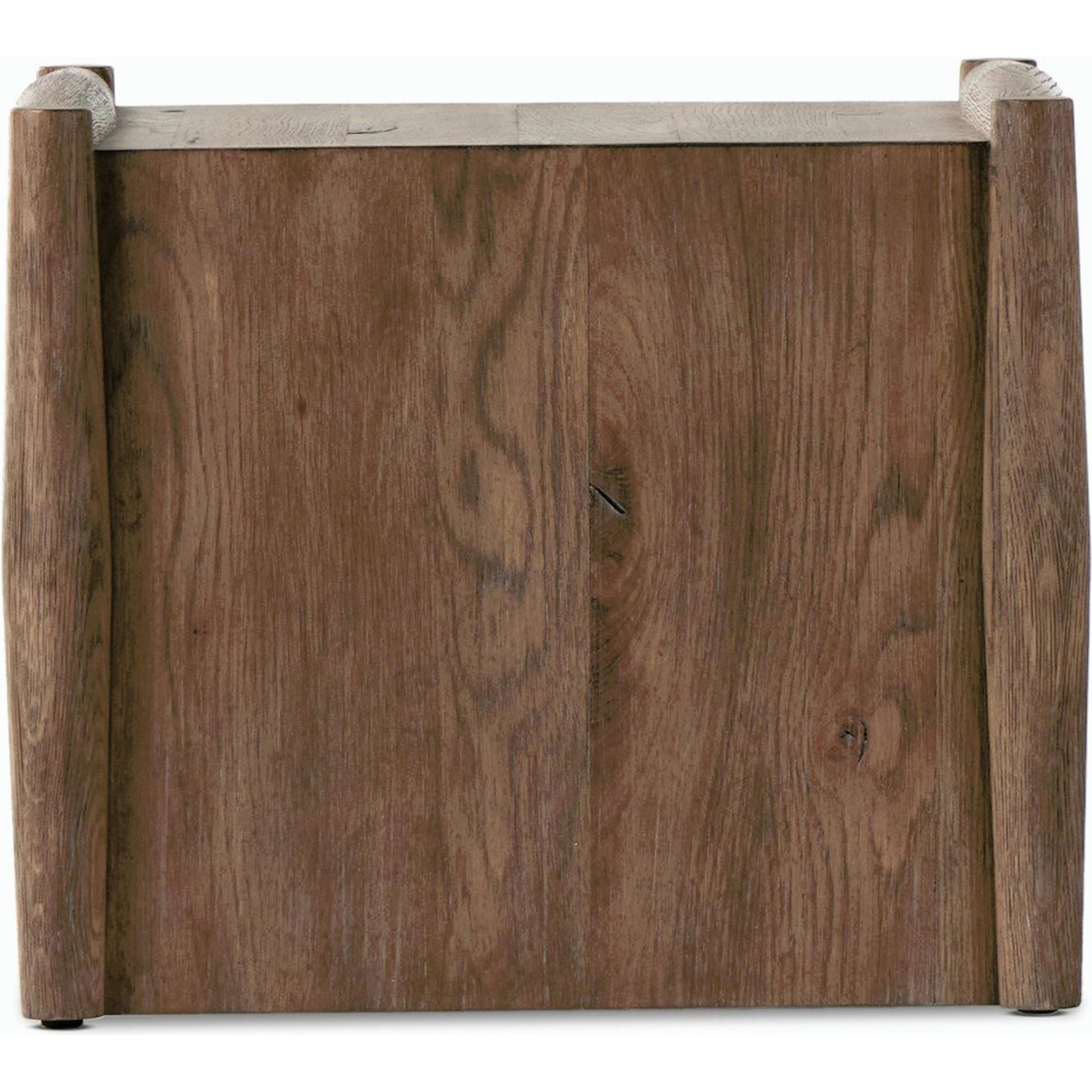 Glenview End Table by Four Hands in weathered oak. Made from solid oak, thick oak veneer, engineered hardwood in a modern style.