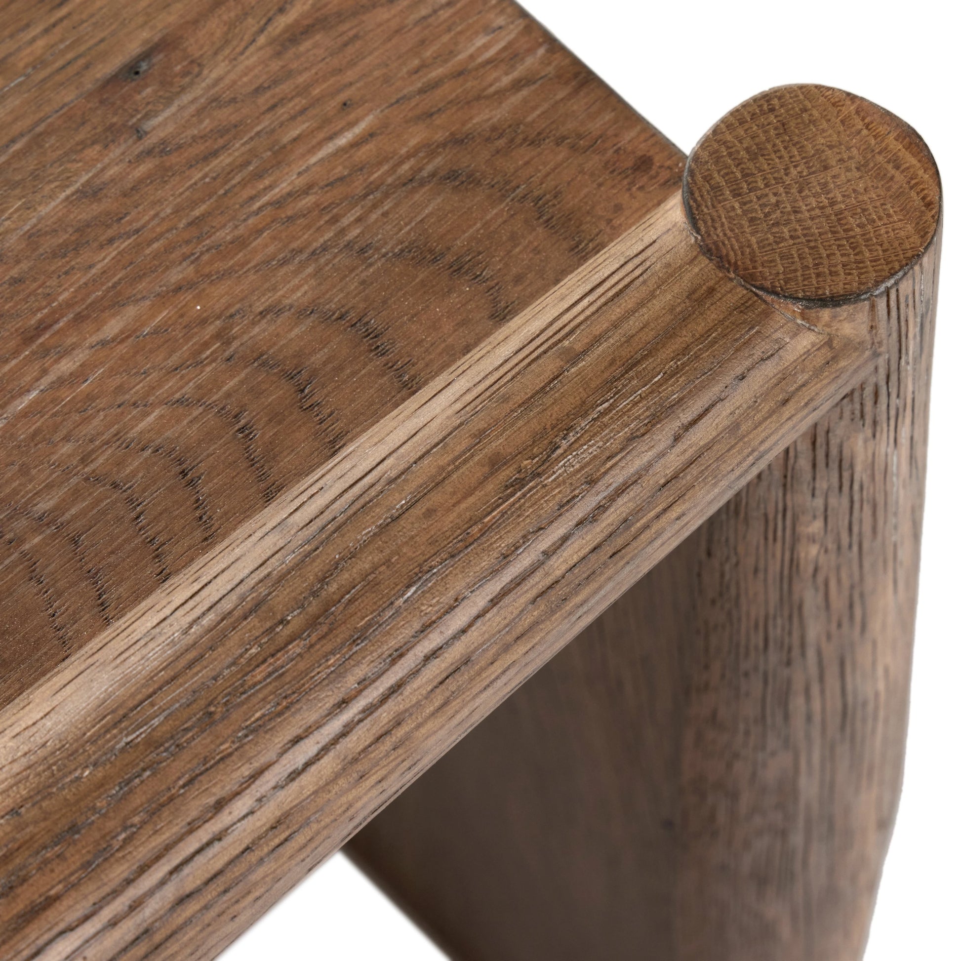 Glenview End Table by Four Hands in weathered oak. Made from solid oak, thick oak veneer, engineered hardwood in a modern style.