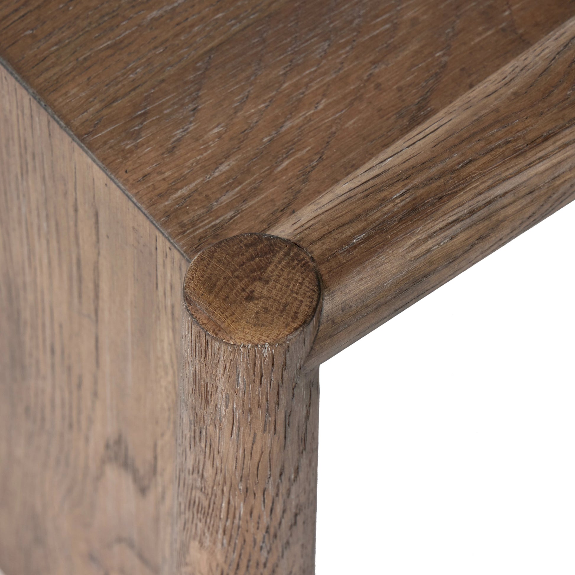 Glenview End Table by Four Hands in weathered oak. Made from solid oak, thick oak veneer, engineered hardwood in a modern style.