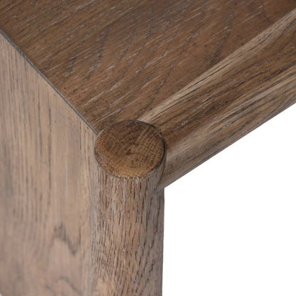Glenview End Table by Four Hands in weathered oak. Made from solid oak, thick oak veneer, engineered hardwood in a modern style.