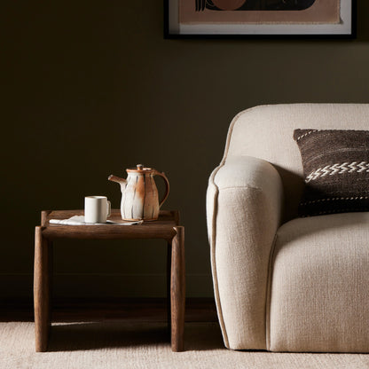Glenview End Table by Four Hands in weathered oak. Made from solid oak, thick oak veneer, engineered hardwood in a modern style.
