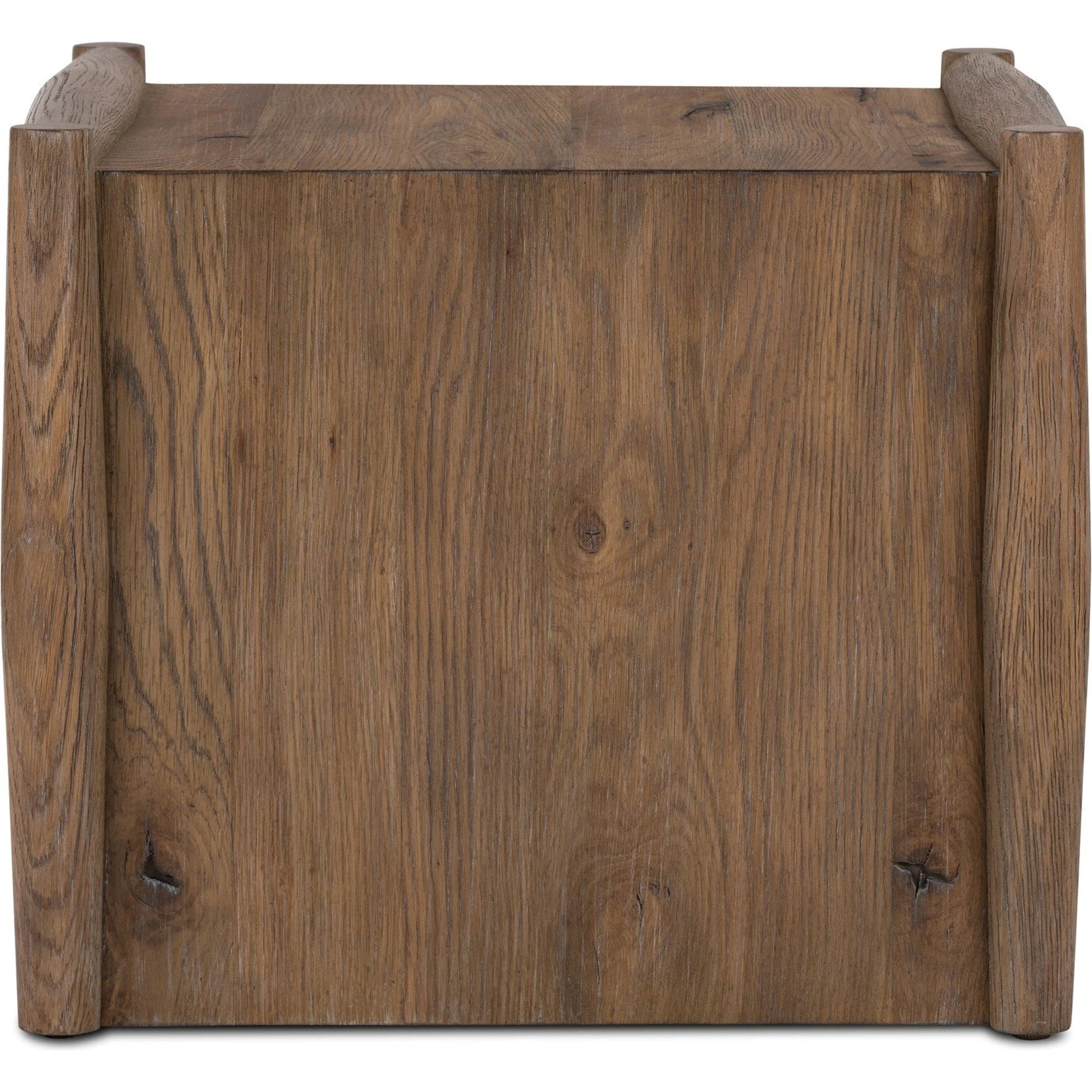Glenview End Table by Four Hands in weathered oak. Made from solid oak, thick oak veneer, engineered hardwood in a modern style.