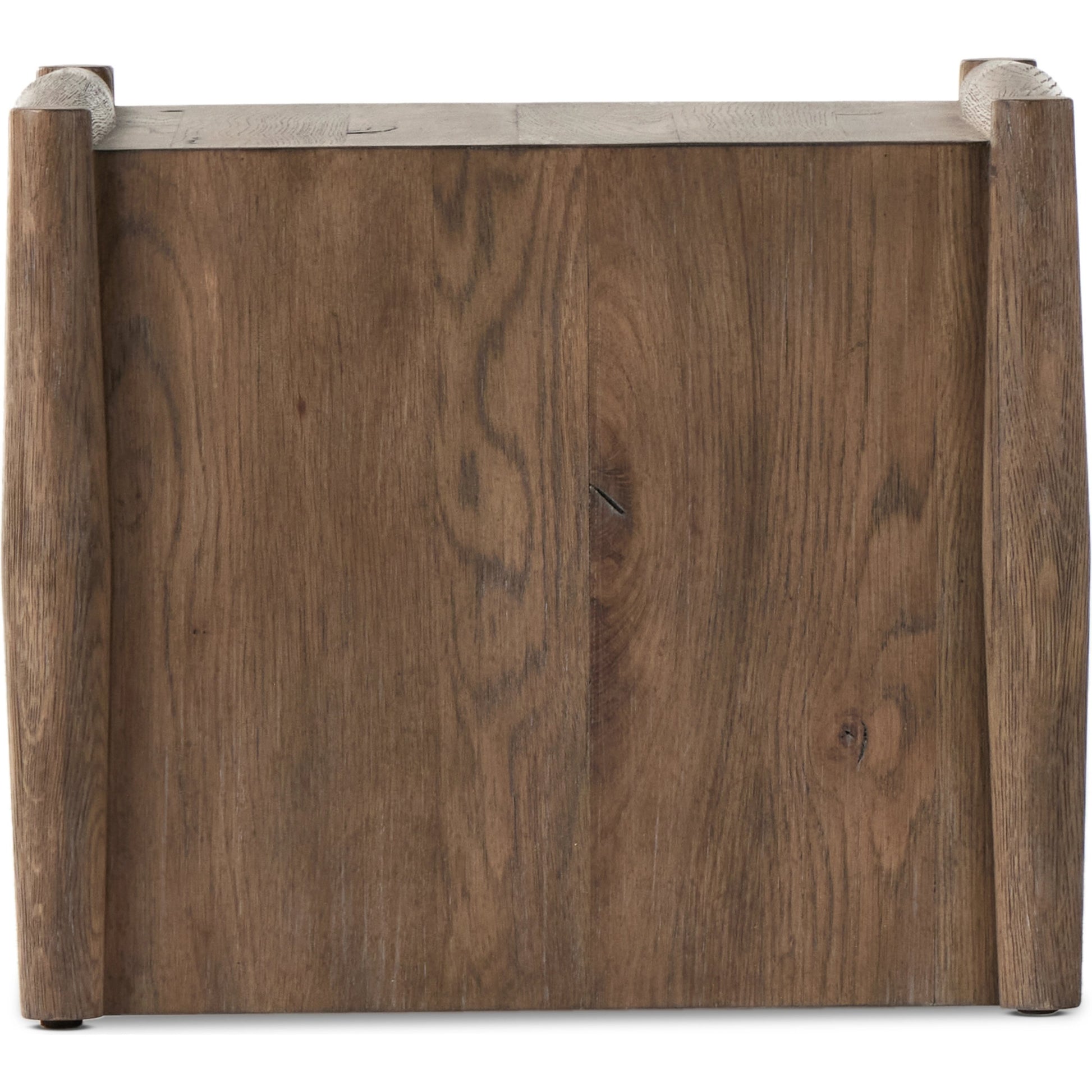 Glenview End Table by Four Hands in weathered oak. Made from solid oak, thick oak veneer, engineered hardwood in a modern style.