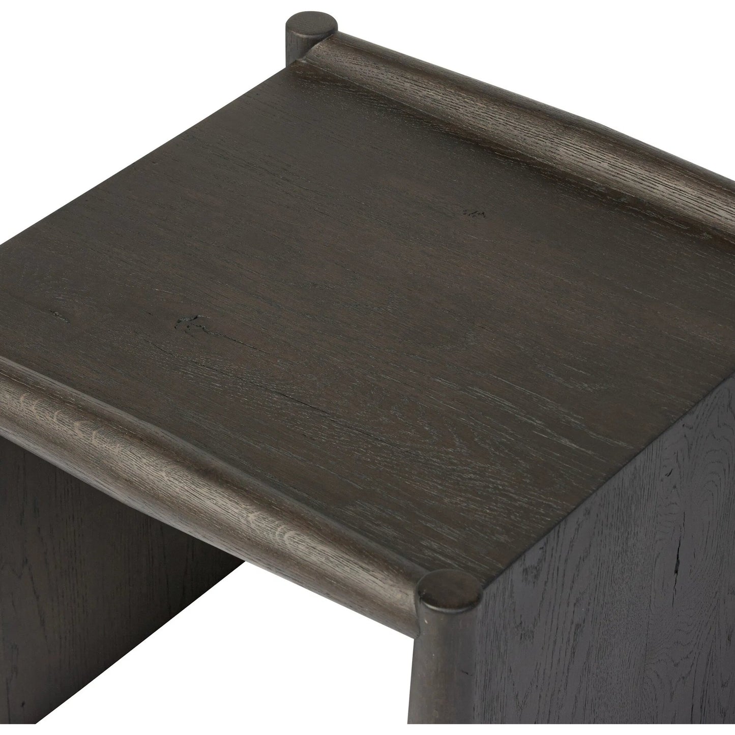 031 SI-2535008 | Closeup | Glenview End Table by Four Hands in weathered oak. Made from unique in a modern style.
