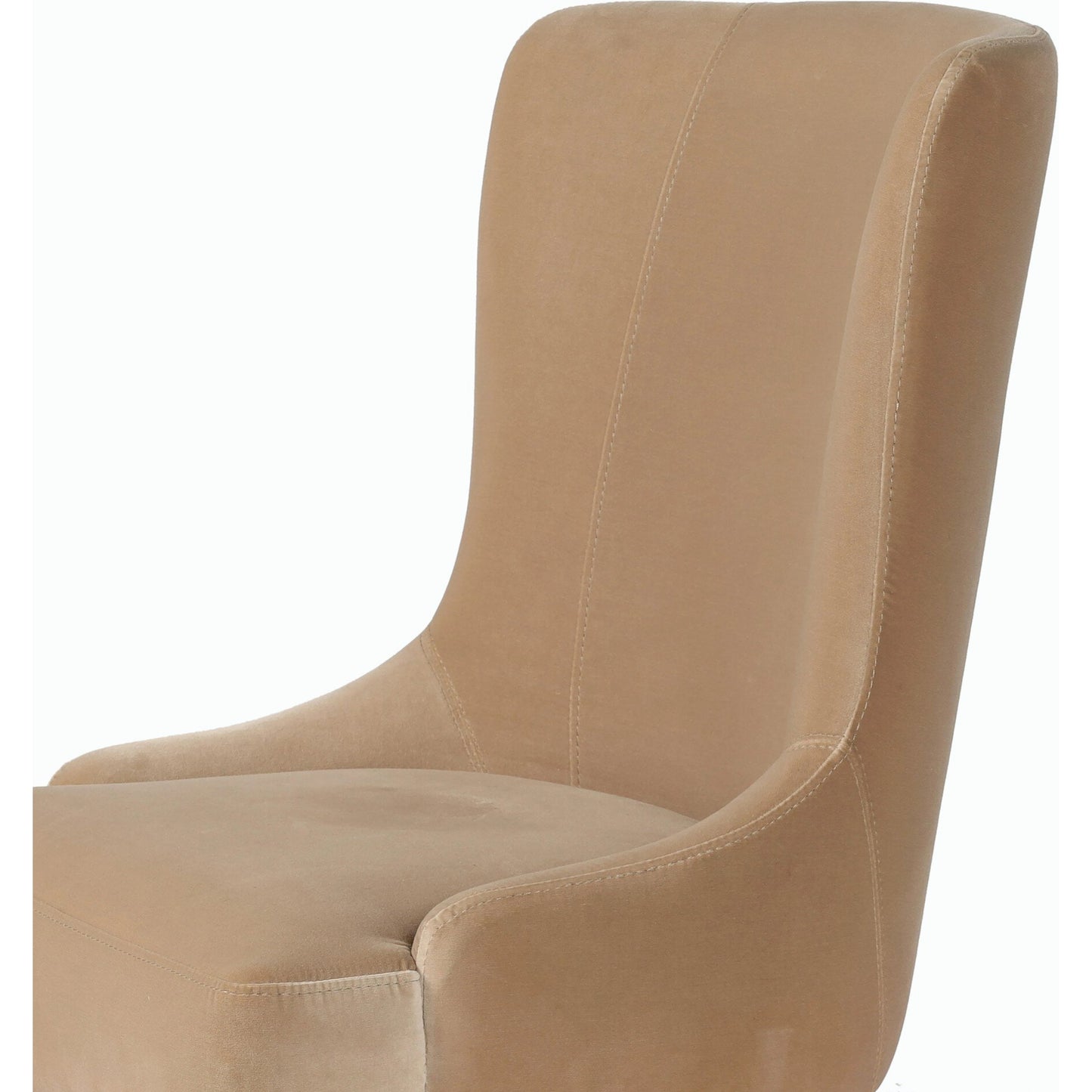 017 SI-2001240 | Closeup | Edward Dining Chair by Four Hands in surrey taupe. Made from 76.8% cotton, 23.2% polyester, solid nettlewood, 100% polyester in a modern style.