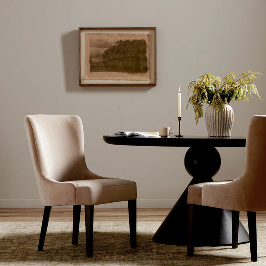 Edward Dining Chair by Four Hands in surrey taupe. Made from 76.8% cotton, 23.2% polyester, solid nettlewood, 100% polyester in a modern style.
