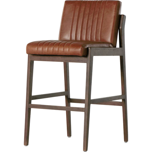 Alice Bar Stool by Four Hands in sonoma chestnut, vintage sienna. Made from top grain leather, solid beech in a modern style.
