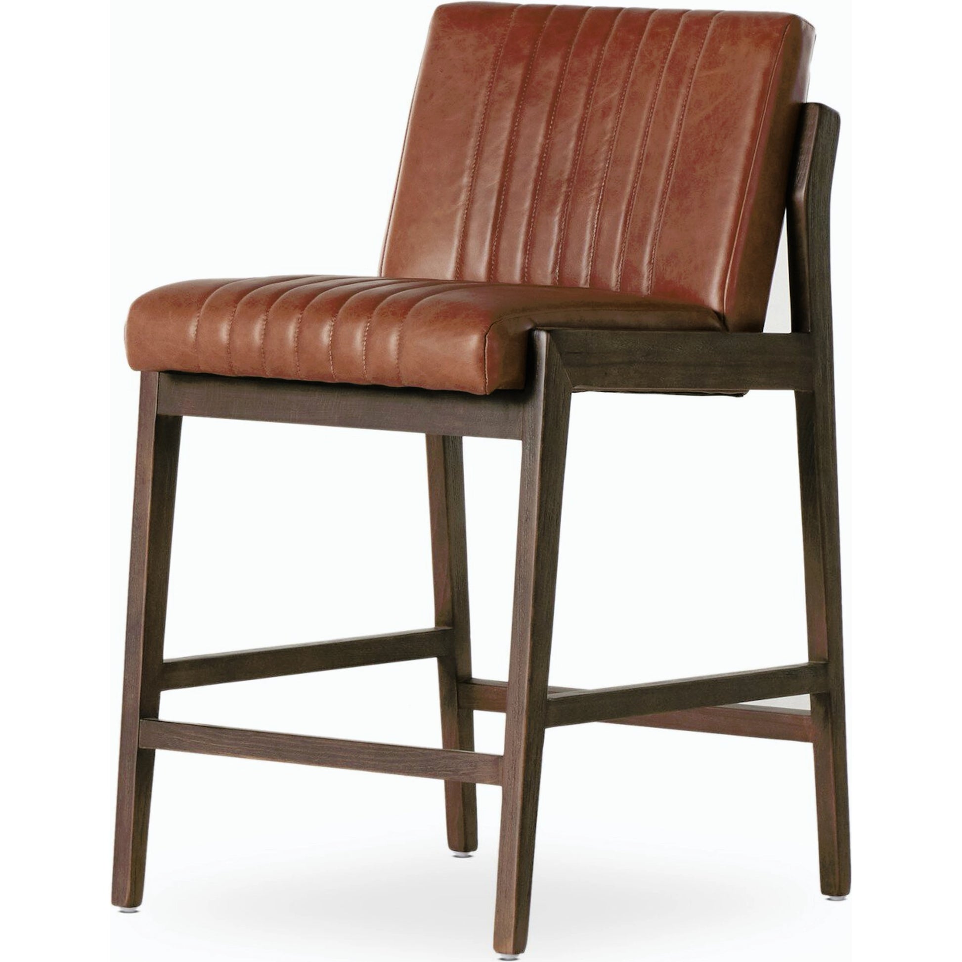 Alice Counter Stool by Four Hands in chestnut. Made from top grain leather, solid beech, 100% polyester in a modern style.