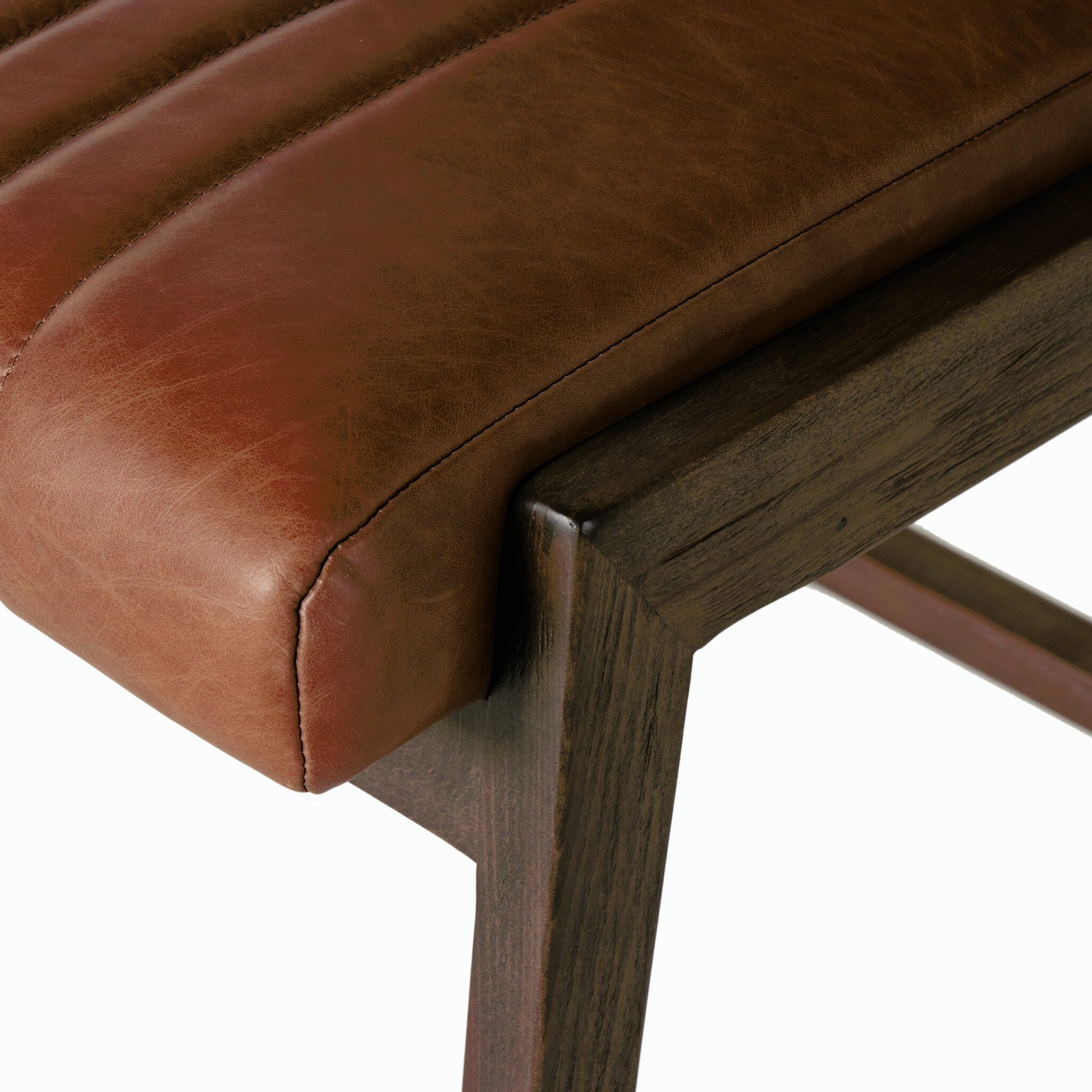 Alice Counter Stool by Four Hands in chestnut. Made from top grain leather, solid beech, 100% polyester in a modern style.