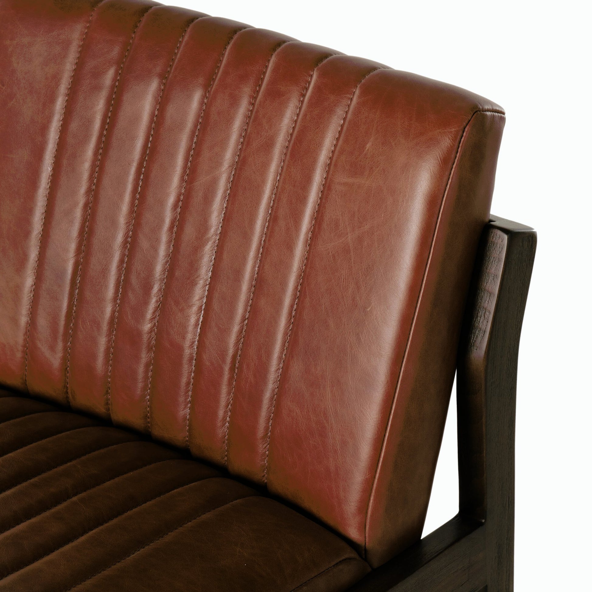 Alice Counter Stool by Four Hands in chestnut. Made from top grain leather, solid beech, 100% polyester in a modern style.