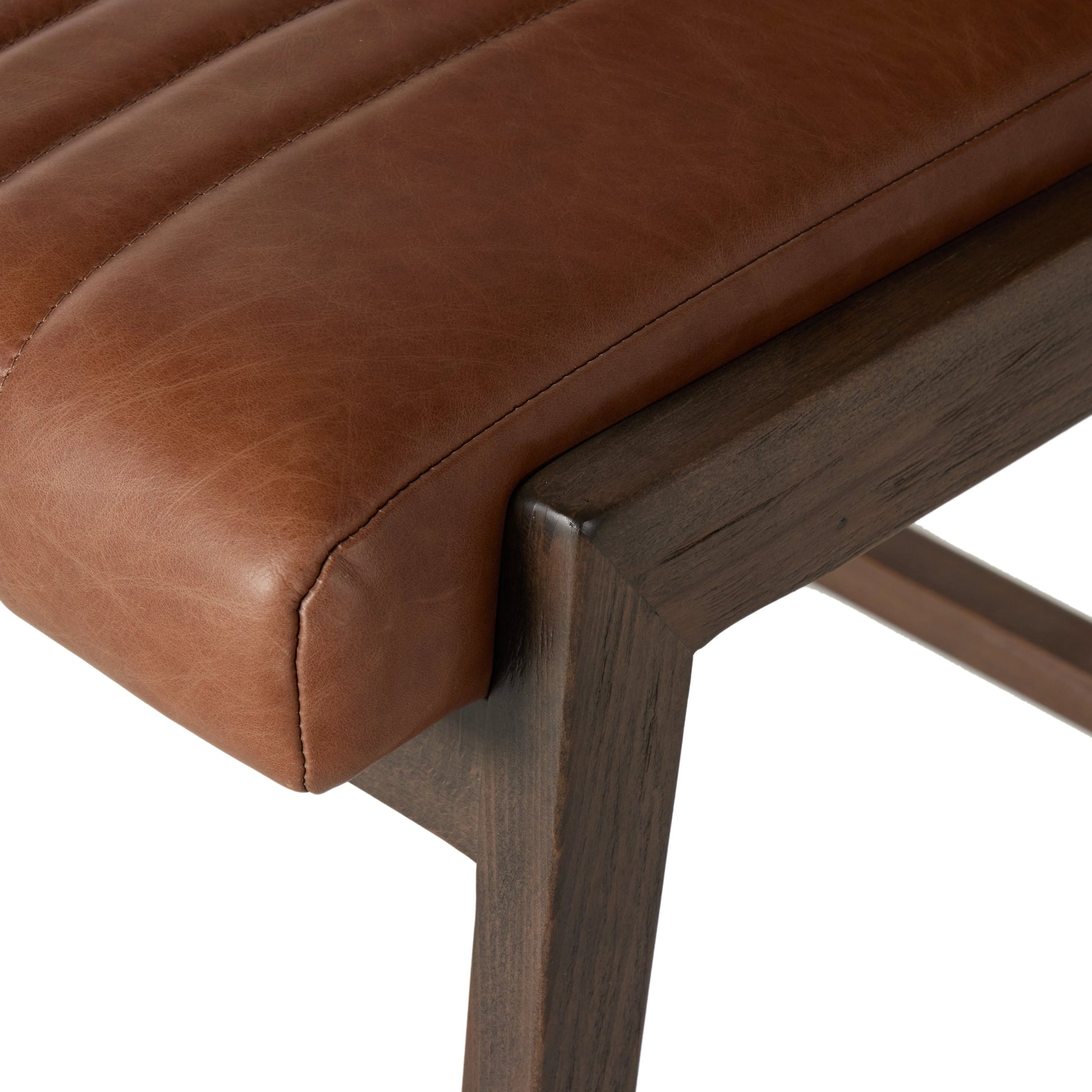 Alice Counter Stool by Four Hands in chestnut. Made from top grain leather, solid beech, 100% polyester in a modern style.