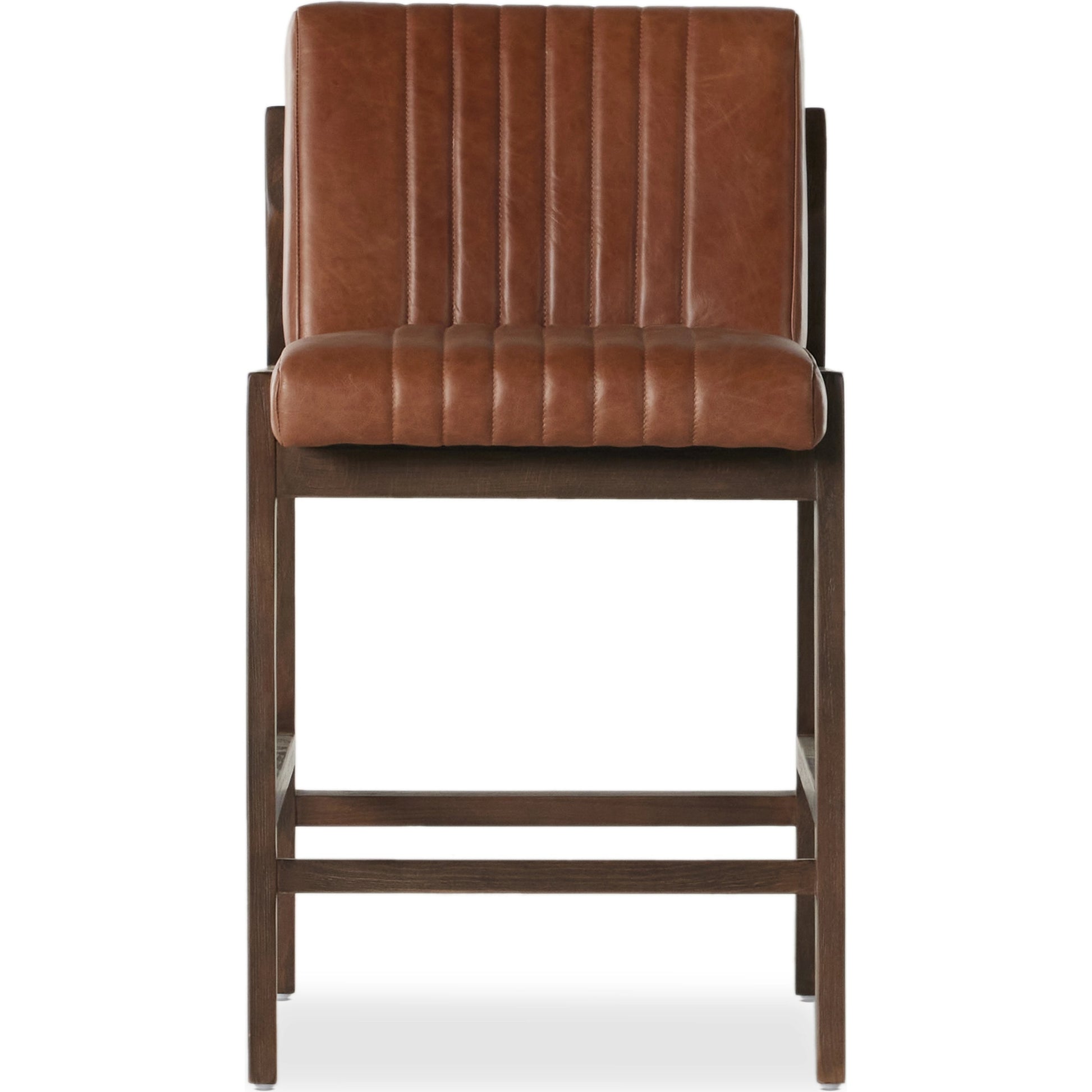 Alice Counter Stool by Four Hands in chestnut. Made from top grain leather, solid beech, 100% polyester in a modern style.