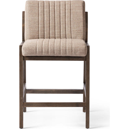 Alice Counter Stool by Four Hands in chestnut. Made from top grain leather, solid beech, 100% polyester in a modern style.