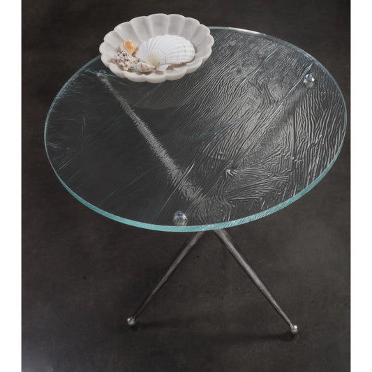 Marcus Silver Round End Table by Artistica Home in silver leaf. Made from unique in a unique style.