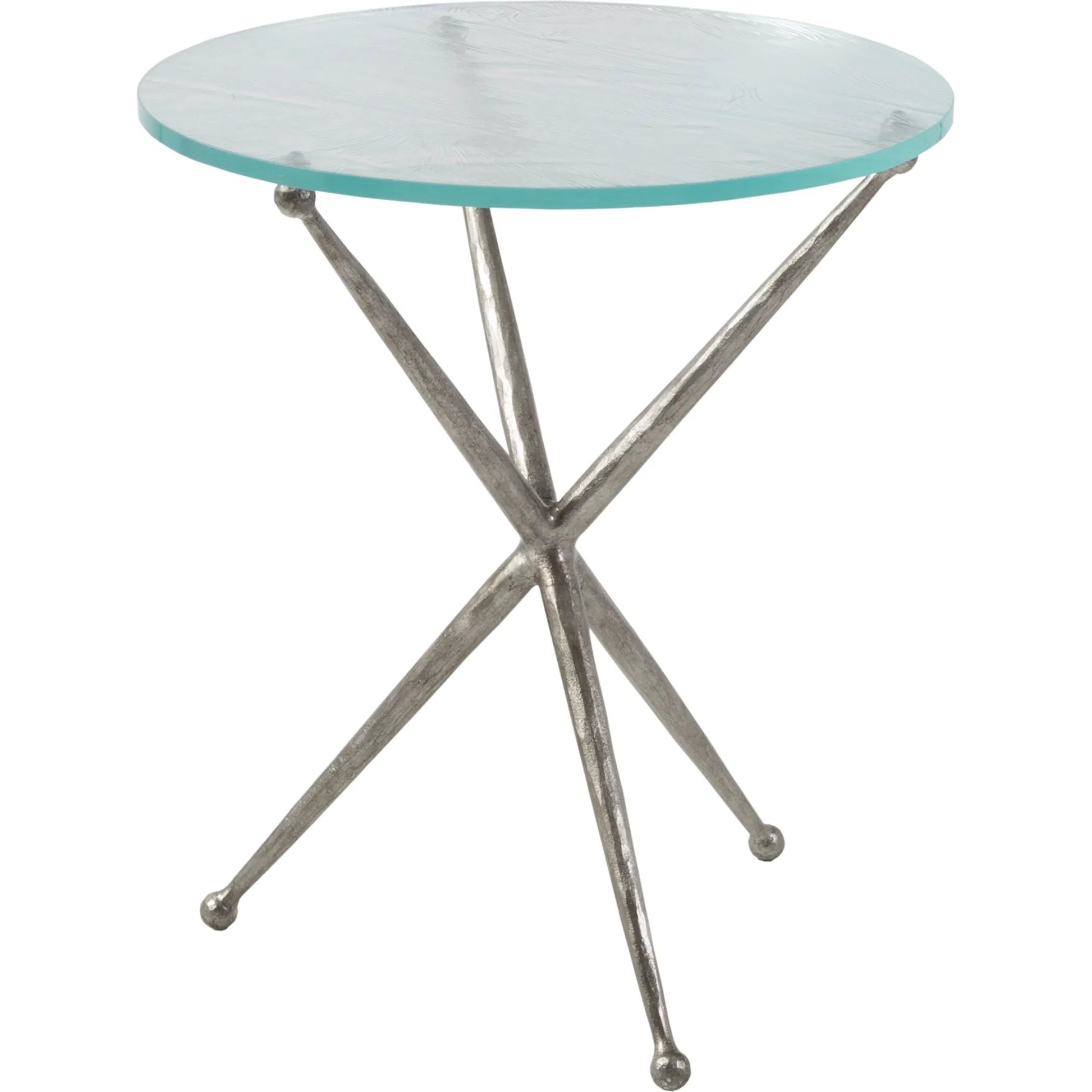 Marcus Silver Round End Table by Artistica Home in silver leaf. Made from unique in a unique style.