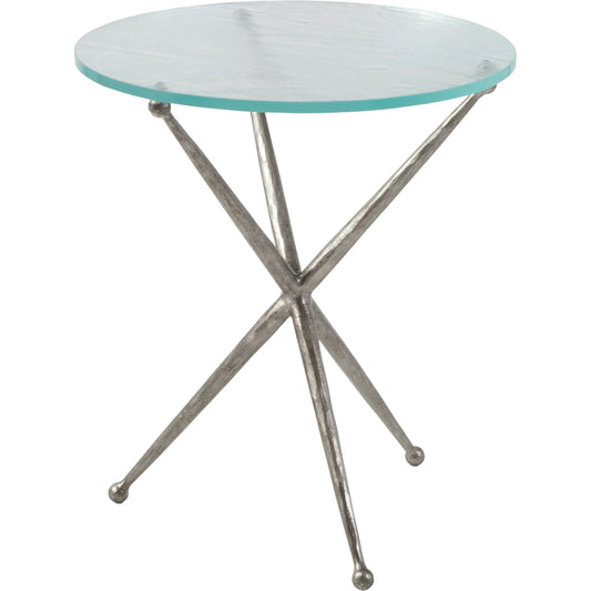 Marcus Silver Round End Table by Artistica Home in silver leaf. Made from unique in a unique style.