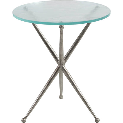 Marcus Silver Round End Table by Artistica Home in silver leaf. Made from unique in a unique style.