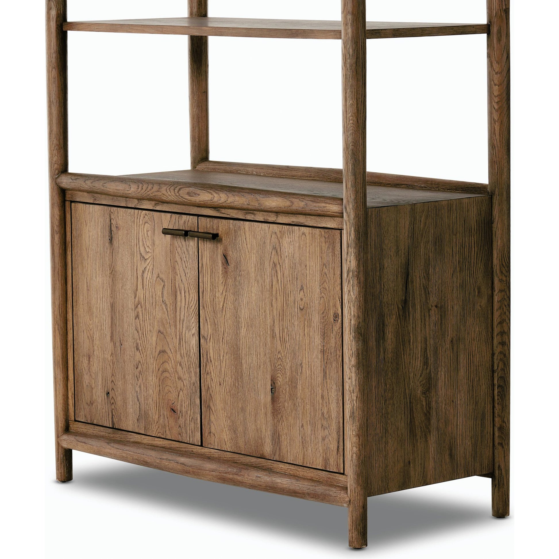Glenview Bookcase by Four Hands in weathered oak. Made from solid oak, thick oak veneer in a modern style.