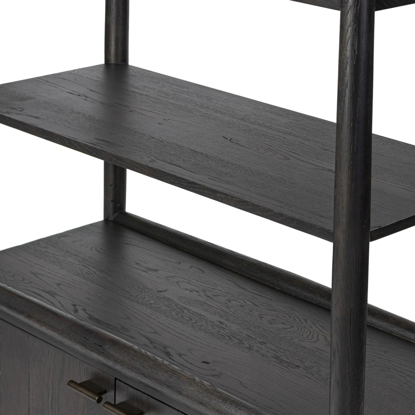 032 SI-2535004 | Closeup | Glenview Bookcase by Four Hands in weathered oak. Made from unique in a modern style.
