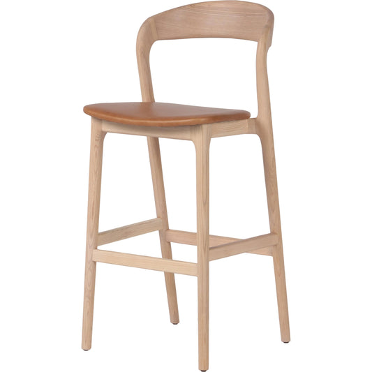 Amare Bar Stool by Four Hands. Made from top grain leather, solid ash in a modern style.