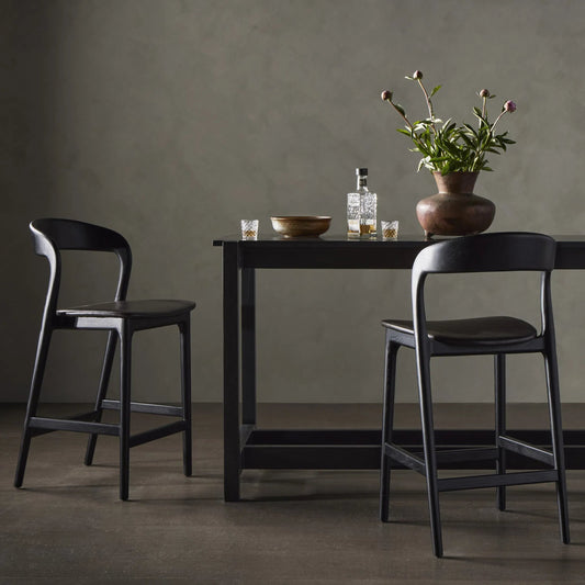Amare Bar Stool by Four Hands. Made from top grain leather, solid ash in a modern style.