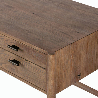 Glenview Desk by Four Hands in weathered oak. Made from solid oak, thick oak veneer in a modern style.