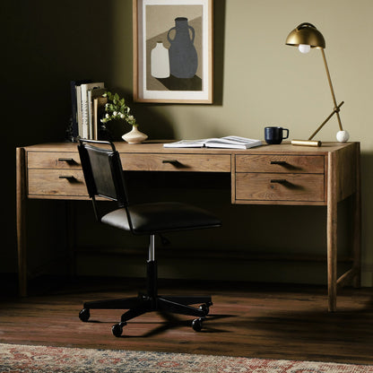 Glenview Desk by Four Hands in weathered oak. Made from solid oak, thick oak veneer in a modern style.