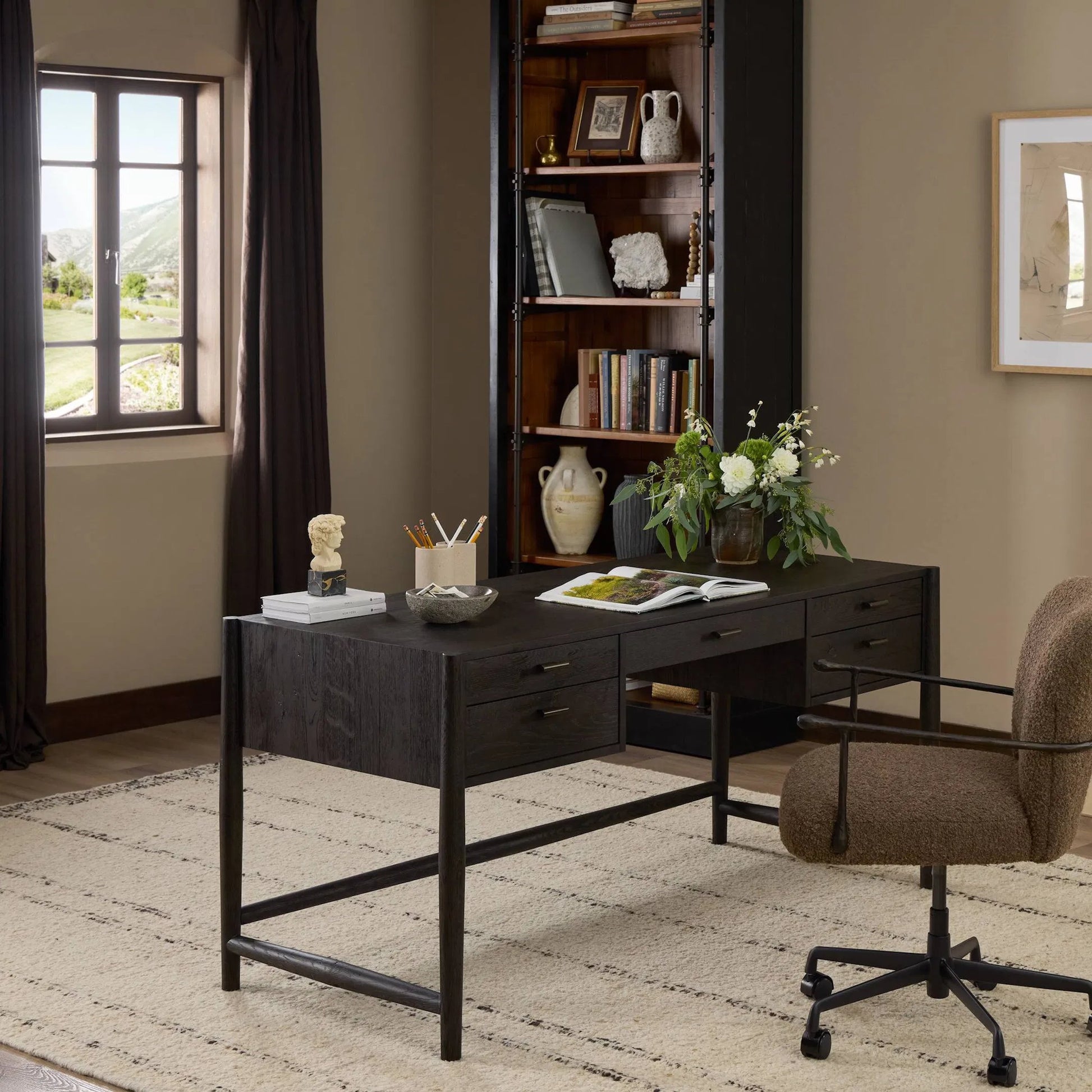 Glenview Desk by Four Hands in weathered oak. Made from unique in a modern style.