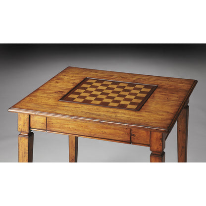 Breckinridge Game Table by Butler Specialty Company in light brown and mountain lodge. Made from gemelina solid wood in a traditional style.