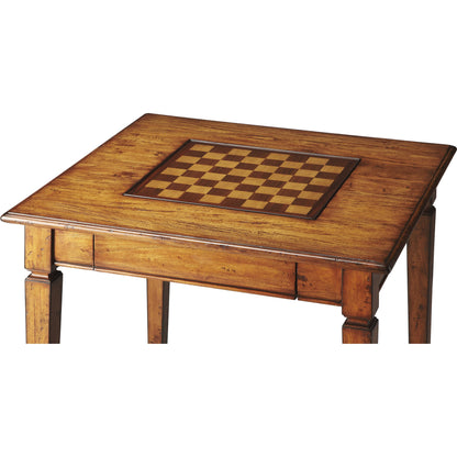 Breckinridge Game Table by Butler Specialty Company in light brown and mountain lodge. Made from gemelina solid wood in a traditional style.
