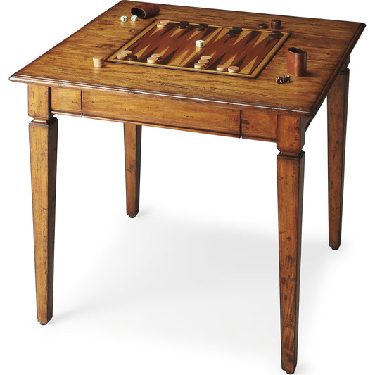 Breckinridge Game Table by Butler Specialty Company in light brown and mountain lodge. Made from gemelina solid wood in a traditional style.