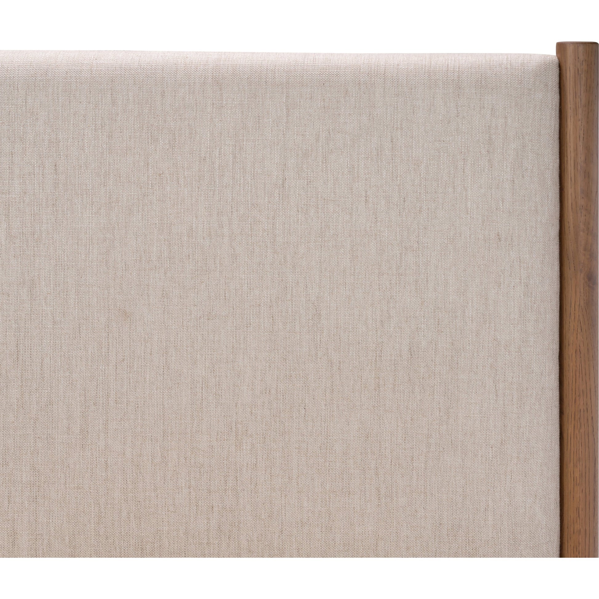 Roark Bed by Four Hands in essence natural and amber oak. Made from 49% viscose (rayon), 22% flax, linen, 18% polyester, 11% cotton, solid oak in a modern style.