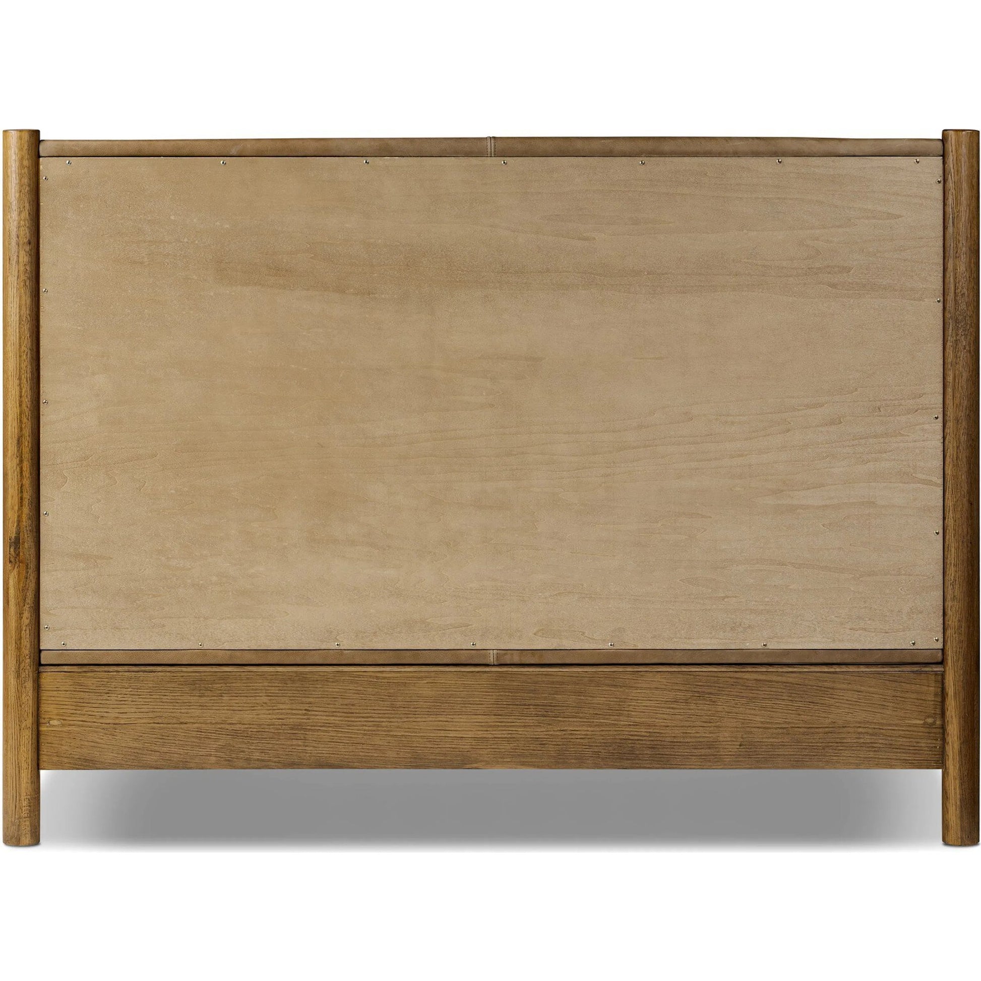 Roark Bed by Four Hands in palermo drift, amber oak, amber oak veneer. Made from top grain leather, solid oak, oak veneer in a traditional style.