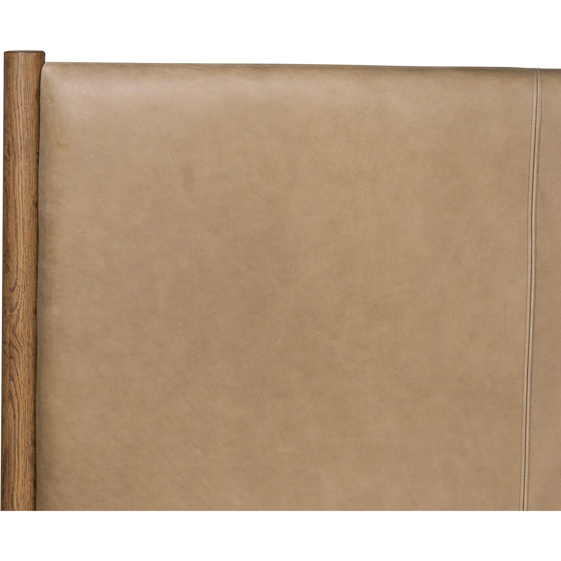 Roark Bed by Four Hands in palermo drift, amber oak, amber oak veneer. Made from top grain leather, solid oak, oak veneer in a traditional style.